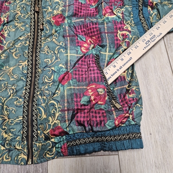 Westbound Sport Vintage Floral Plaid Windbreaker Track Jacket Women's Large - Picture 5 of 9